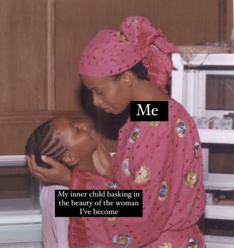 Me my inner child basking in the beauty, of the woman fve become