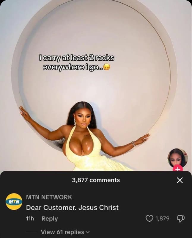 Icairyatleast2lacks evenywherel 899 3,877 comments mtn network mtn dear customer