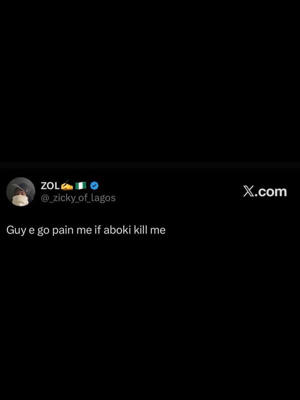 Zol zicky_of_lagos x.com guy e g0 pain me if aboki kill me