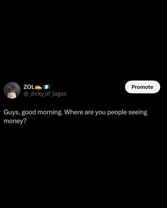 Zol zicky_of_lagos promote guys, good morning where are you people seeing money?