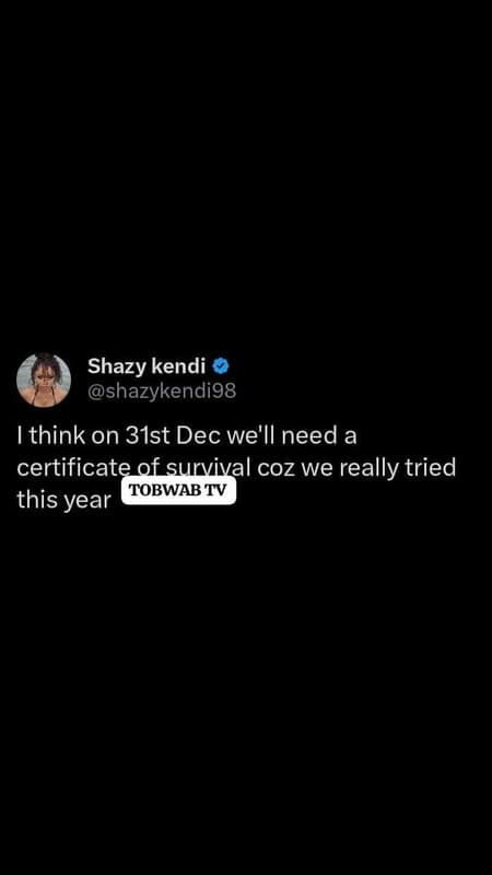 Shazy kendi shazykendi98 ithink on 31st dec we'll need a certificate of survival