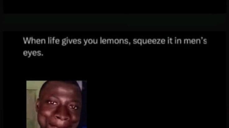 When life gives you lemons, squeeze itin men's eyes.