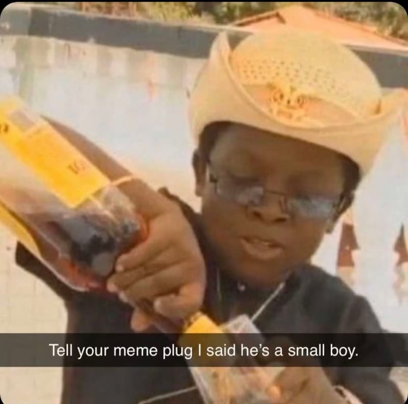 Tell your meme plug said he's a small boy
