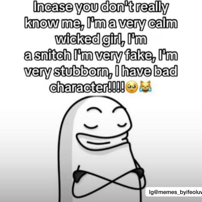 Incaseyoudont leally knowme lmaveycalm ickedgib im asitch m veiy fake ln verystu