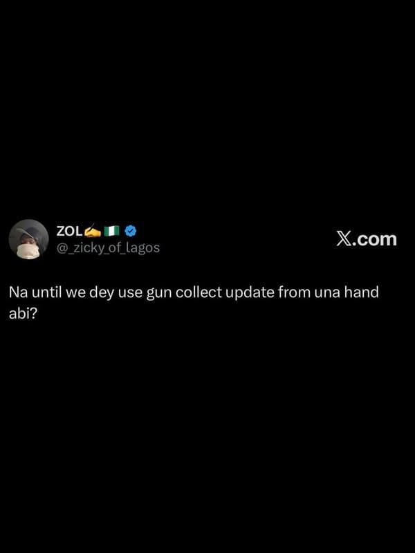 Zol zicky_of_lagos xcom na until we dey use gun collect update from una hand abi